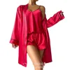 Home Clothing Niezależna projekt przyjazdu 2024 Spring Lato Kobiet Pure Kolor Silk Silk Pajamas Suspeners Shorts Nightgown Thr THR