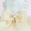 Dog Apparel Pet Dogs Princess Dress Breathable Multi-layer Mesh Wedding Pearl Embellished Outfit Sleeveless For Cat