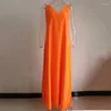 Robes décontractées d'été bohème maxi robe orange lâche tunique long plage kaftan couvercle de plage surdimensionné 5xl femme mesh élégant