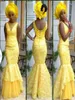 2019 Bellanaija Robes de soirée de style sirène Femme Bellanaija Asoebi Tabrics Robe Prom Styles de dentelle Robes de soirée Clavin5654158