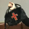 Xiuya Y2K gotycka torebka miękka pluszowa czarna aplikacja na ramię moda harajuku styl punkowy hip -hop Biker Crossbody Bag 240322