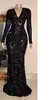 Anpassad storlek Kvinnor Gray V Neck Long Sleeve Sequin Dress Elegant Evening Dress Party Maxi Dress Ladies Slå klänningar 240320