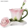 Xícaras picadas de chá rosa xícara de chá e molho para 1 rosa de rosa xícara de chá cerâmica Casada Casado Dia das Mães Presente de Ação de Graças 7 oz