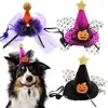 Hundkläder Cat Halloween Costume Cap Dogs Party Wizard Hat Dress Up Clothing Festival Pointed Poshoots For Small