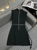 Sıradan Elbise Tasarımcı Elbise Etek Eklenmiş Mektup Trim Yüksek Bel İnce Etekler Taraf Jacquard Kumaş Yarık Tasarım Sense Etek Kadın Giyim 66