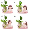 Vase Yoga Girl Office Ornamentsリビングルーム装飾ガラス花瓶水耕植物植木鉢アレンジメント