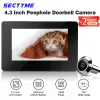 Doorbells Sectyme 4.3 Inch Peephole Doorbell Camera Smart Electronic Outdoor Camera Monitor 120° Peephole Viewer Cat Eye Door Bell