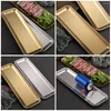 Dinnerware Sets Thicken Long Sushi Plate Tray Container Stainless Steel Metal Sashimi Dish
