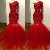 Kleider Trendy Meerjungfrau One Schulter Abendkleider Perlen Blume Plus Größe Afrikanische Prom Juniors Kleider formelle Festzug Party Kleid Vestido D.