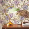 Wallpapers Elegant Purple Floral Wallpaper Yellow Flower Peel And Stick PVC Wall Decor Sticker Cabinet For Living Room