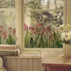 Raamstickers gekleurde bloemenglasfilm met elektrostatische adsorptie transparant en doorschijnende huizendecoratie modern minimalist