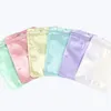 Sacs de rangement 100pcs Fenêtre colorée Sac auto-scellant Sac en aluminium Foil Scellé Zippe Small Gift Bijoux Emballage et