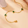 Bracelets de liaison dieyuro 316l Bracelet en cristal vert en forme de coeur en acier inoxydable pour femmes bijoux de la chaîne de bracele