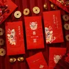 Gift Wrap 6pcs/Set Stamping Dragon Zodiac Red Packet Paper Cute Lucky Packets Printing Year Envelopes Spring Festival