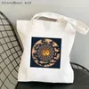 Сумки для покупок женщины покупатель сумки Sun and Moon Print Cawaii Harajuku Canvas Girl Sumbag Tote Lady Lady