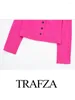Costumes de femmes Trafza Commutation texturée courte Blazer 2024 Spring rétro Revers simple Bureau Slim Streetwear