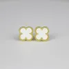 Fashion 18k Gold Plated Classic Charm Earring Four-Leaf Clover Studs Designer smycken Elegant pärlemorörhängen för kvinnors högkvalitativa studflickor gåva