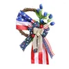 Dekorativa blommor självständighetsdagskransdörrdekorationer American 4 av Julys för fronten Hangable Artificial Flower Pendant