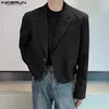 Męskie garnitury Inderun 2024 Mężczyźni Blezer Solidny kolor Lapel Long Rękaw One Button Korean Male Casual Streetwear Fashion Płaszcze S-5xl