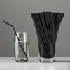 Tass jetables pailles 100pcs buvant 210 mm noirs longs flexible de fête de mariage fournit des accessoires de cuisine de boisson en plastique