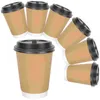 Disposable Cups Straws 100Pcs Paper Coffee Thick Cold Drinking With Lid