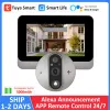 DOORBELL ALEXA Google Tuya Smart Life App 1080p HDバッテリー搭載2.4GHz WiFi Digital Viewer Door Magic Eye Peephole Camera for the Door