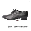 Chaussures de danse bd pour hommes 321 salle de bal salsa noire en cuir authentique en cuir carré plat talon doux sole