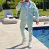 Мужские спортивные костюмы штаны Set Jacket Polyester осенний спортивный костюм мода высококачественная лацканая с длинным рукавом мужчина