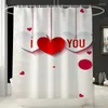 Duş Perdeleri Seni Seviyorum Beyaz Sevgililer Günü Banyo Perdesi Set Anti Slip Padistal Halı Kapağı Tuvalet Kapak Banyo Mat Hooks