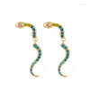 Brincos de garanhão Moda exagerada retro zodíaco cobra colorida de zirconia cúbica para mulheres liga animal de piercing acessórios