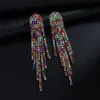 Earrings Wholesale 6 Pairs/Lot Bulk Multicolor Rhinestone Long Tassel Earrings Women Luxury Party Club Bridal Big Drop Dangle Earrings