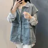 Damesvesten denim vrouwen streetwear Koreaanse stijl vintage solide minimalistische mouwloze lente herfst all-match baggy mode hipster