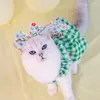 Vêtements pour chiens de tenue de compagnie confortable ensemble de robes avec manches à coiffure à plaid jupe pour les fournitures de vêtements pour chats d'été lavables
