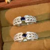 Anéis de casamento Huitan Moda Feminina com Azul/Cz Branca Prata Cor fina Acessórios de festas de noivas estéticas Ly Jewelry