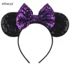 10Pcs Wholesale Classic Sequins Bow Headbands Girls Mouse Ears Hair Band Kids Glitter Headband Women Party Hair Accessories 240329