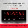 Wall Clocks LED Perpetual Calendar Electronic Clock Digital Alarm Hourly Chiming Temperature Table Home Office Red