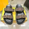 Women Luxury Sandals Designer Slippers Brand Slides Summer Beach Lady Colorful Canvas Letter Anatomic Black Leather Outdoor Woman Casual Flip Flops Scuffs