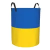 Tvättpåsar flagga av Ukraina korg med hopfällbara klädhämmar Toys Organizer förvaringsfack