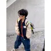 Vestes Enfants Coat 2024 Printemps Automne Fashion Boys Filles Korean Styles Coréens Loose Zipper Top Colater Color Patchwork Baseball Uniforme