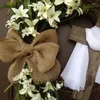 Decoratieve bloemen 1 stcs Paaskrans met kruis jute boog rustieke wijnstokken veer decoreren diy voordeur decoratie