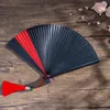 Figurine decorative da 18 cm Fan di bambù pieghevole Kimono Donne giapponese Geisha Antique Classical Black Folding Compact Dance Accessori