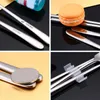 Flatware Sets 4pcs Anti-slip School Cutlery Set Thickened Students Stainless Steel Chopstick Spoon Fork Portable Gifts Outdoor Camping Home