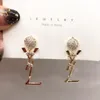 Brand Classic Crystal Luxury Stud Letter Earrings Fashion Earrings for Women Designer Geometric Earrings Jewelry Party Accessories