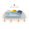 Работочные приборы наборы детская безопасная силиконовая обеденная тарелка сплошной милый мультфильм детские блюда всасывание