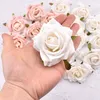 30pcs 6cm peinture à l'huile vintage rose artificielle de fleur de soie décoration de mariage décoration bricolage couronne de fer à baisse artisanat fausses fleurs 240325