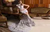 2018 White Sexy Mermaid Evening Dresses with Lace High Neck Disteless Tulle Illusion Onderal Vality Women Women Werys At9402303