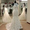 드레스 Trouwjurk Custom Made High Neck Wedding Dress Lace Mermaid Party Dresses 민소매 코트 기차 Robe de Soiree Full Lace Bride Gow