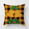 Pillow 45x45cm Christmas Yellow Plaid Pillowcase Sofa Seat Car Throw Decoration Home