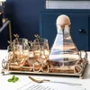 Wijnglazen Creatieve achthoekige kristallen glazen beker Set met waterfles lepelbak Amber Juice Coffee Mokken Home Decoratie Huisverwarming cadeau