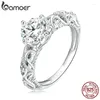 Cluster Rings Bamoer Vintage Pattern 925 Sterling Silver Luxury Gemstone Ring For Women Shining CZ Bridal Wedding Gift Fine Jewelry